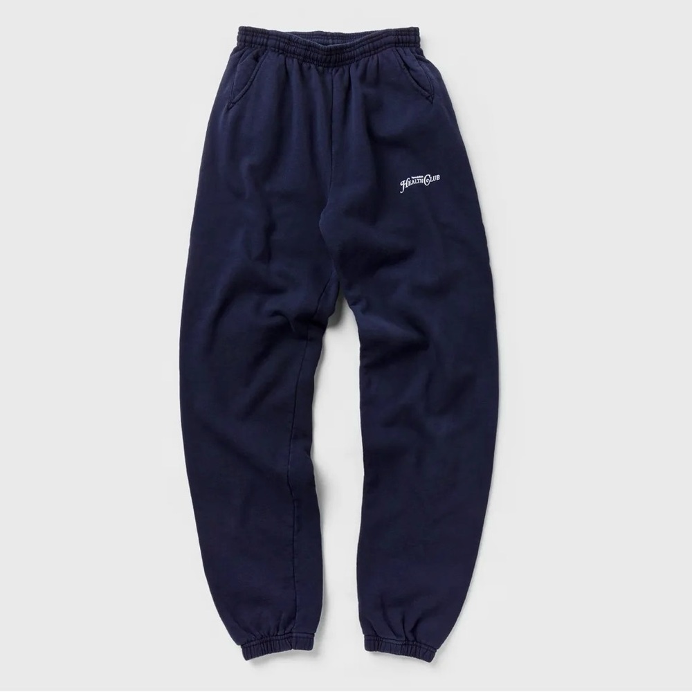 Sporty & Rich Rizzoli Health Club Sweatpant Unisex Cotton Terry Lounge in Navy